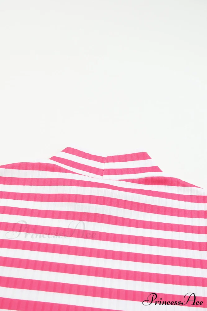 Arm Design Long Textured Pink Knit Striped Tee - Image 6