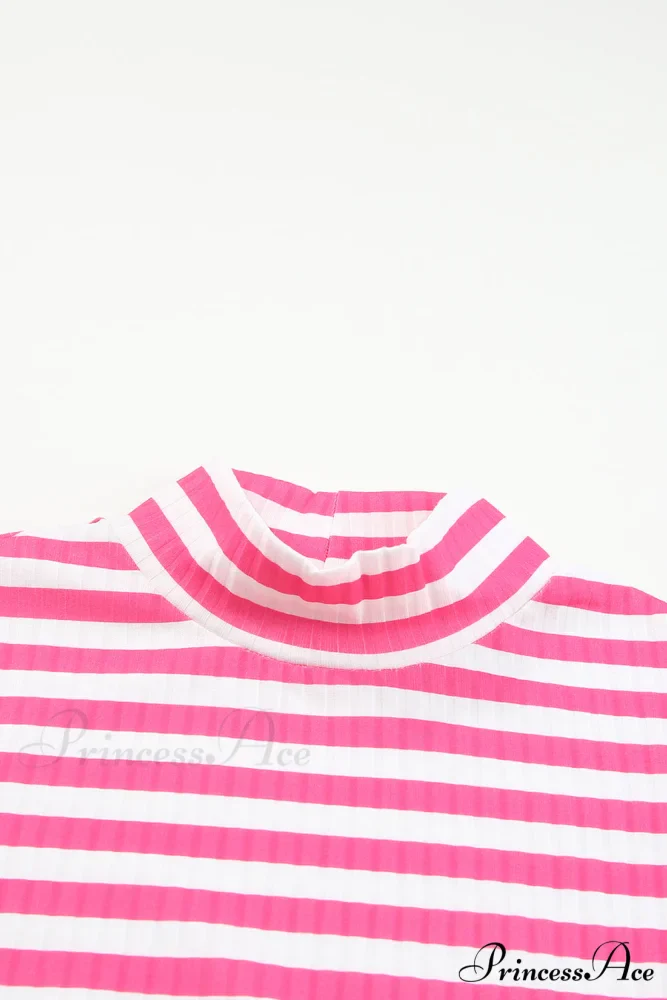 Arm Design Long Textured Pink Knit Striped Tee - Image 8