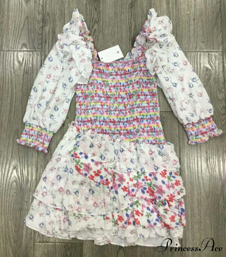 Boxy with Design Ruffled Party Puff and Gown Flowered Sleeves Mixed Neck - Image 11