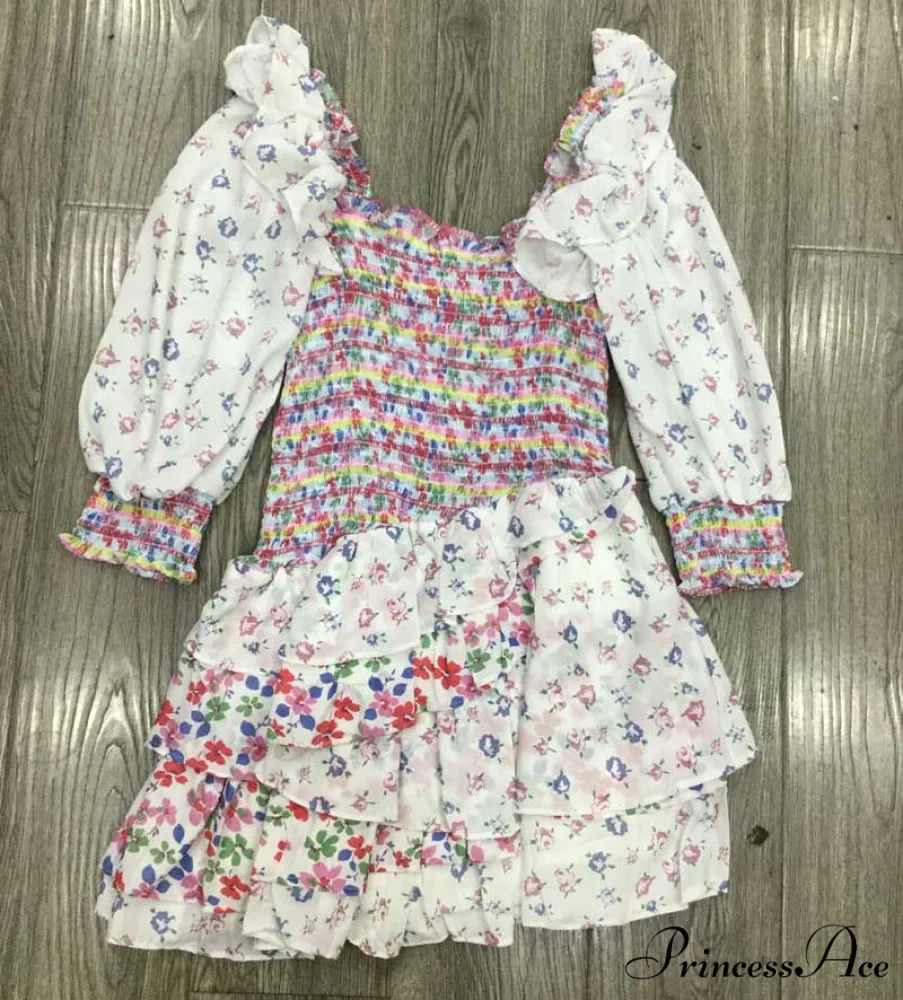 Boxy with Design Ruffled Party Puff and Gown Flowered Sleeves Mixed Neck - Image 12