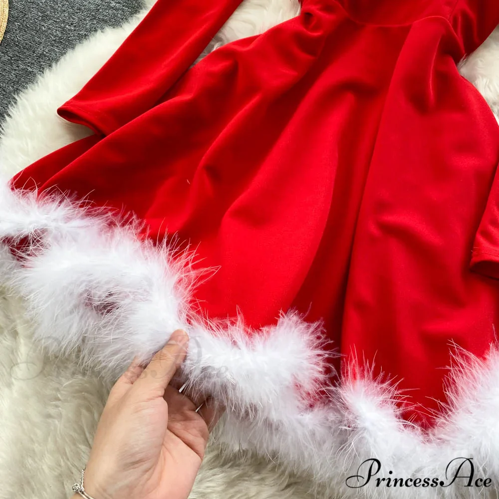 Gown Red for Backless Furry Strapless Elegant - Women Party New Year/Christmas/Femme - Image 12