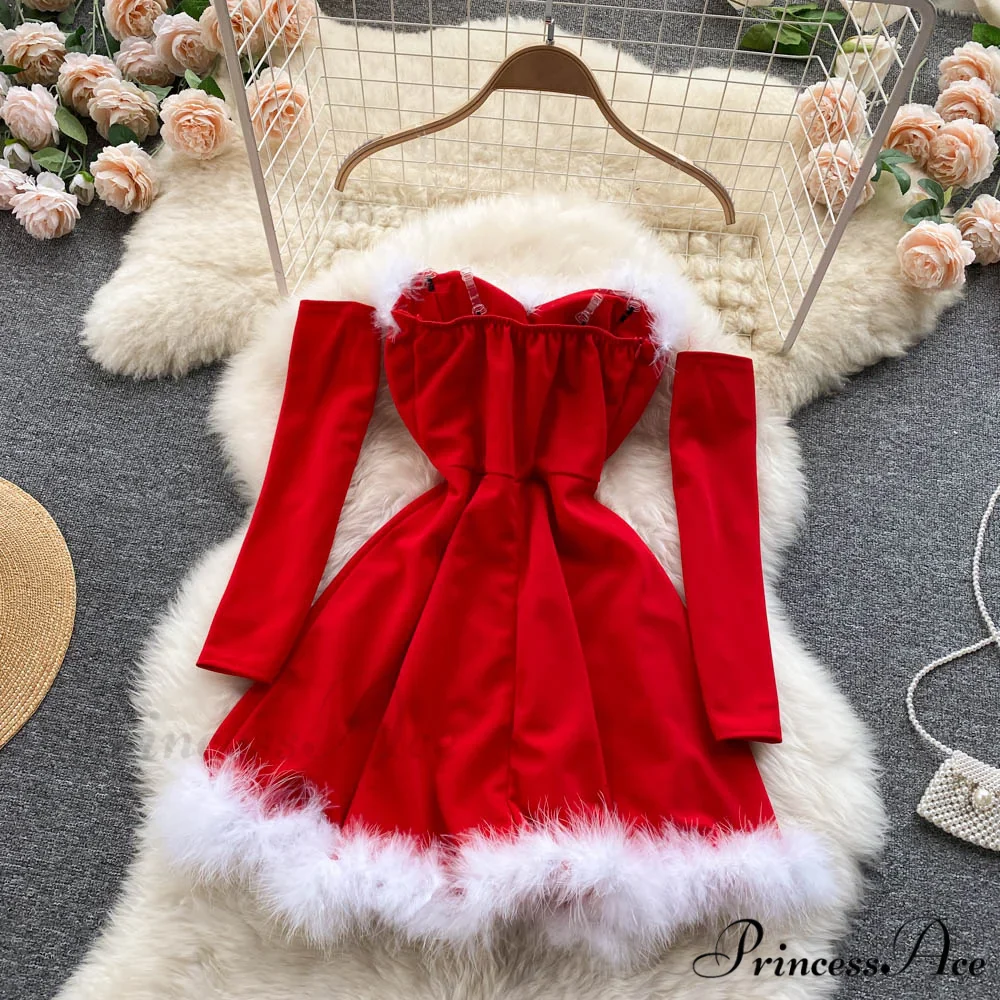 Gown Red for Backless Furry Strapless Elegant - Women Party New Year/Christmas/Femme - Image 16