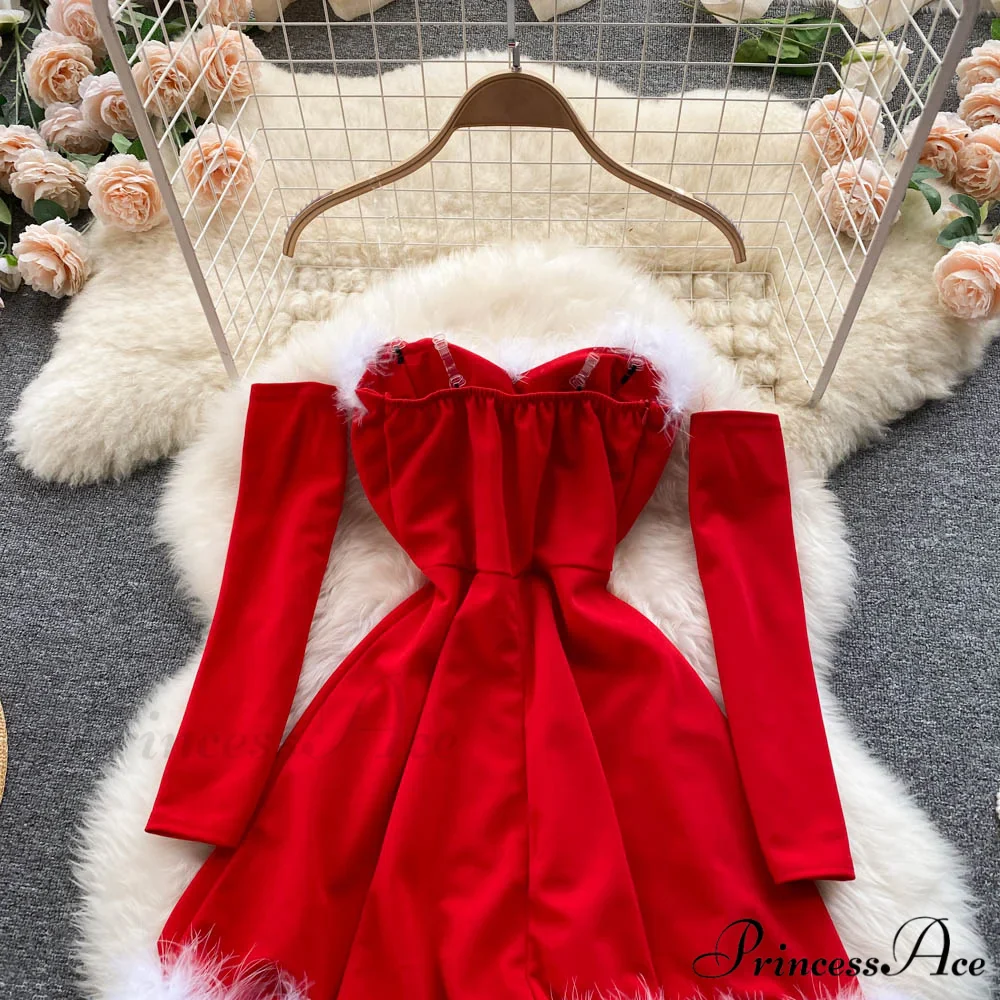 Gown Red for Backless Furry Strapless Elegant - Women Party New Year/Christmas/Femme - Image 17