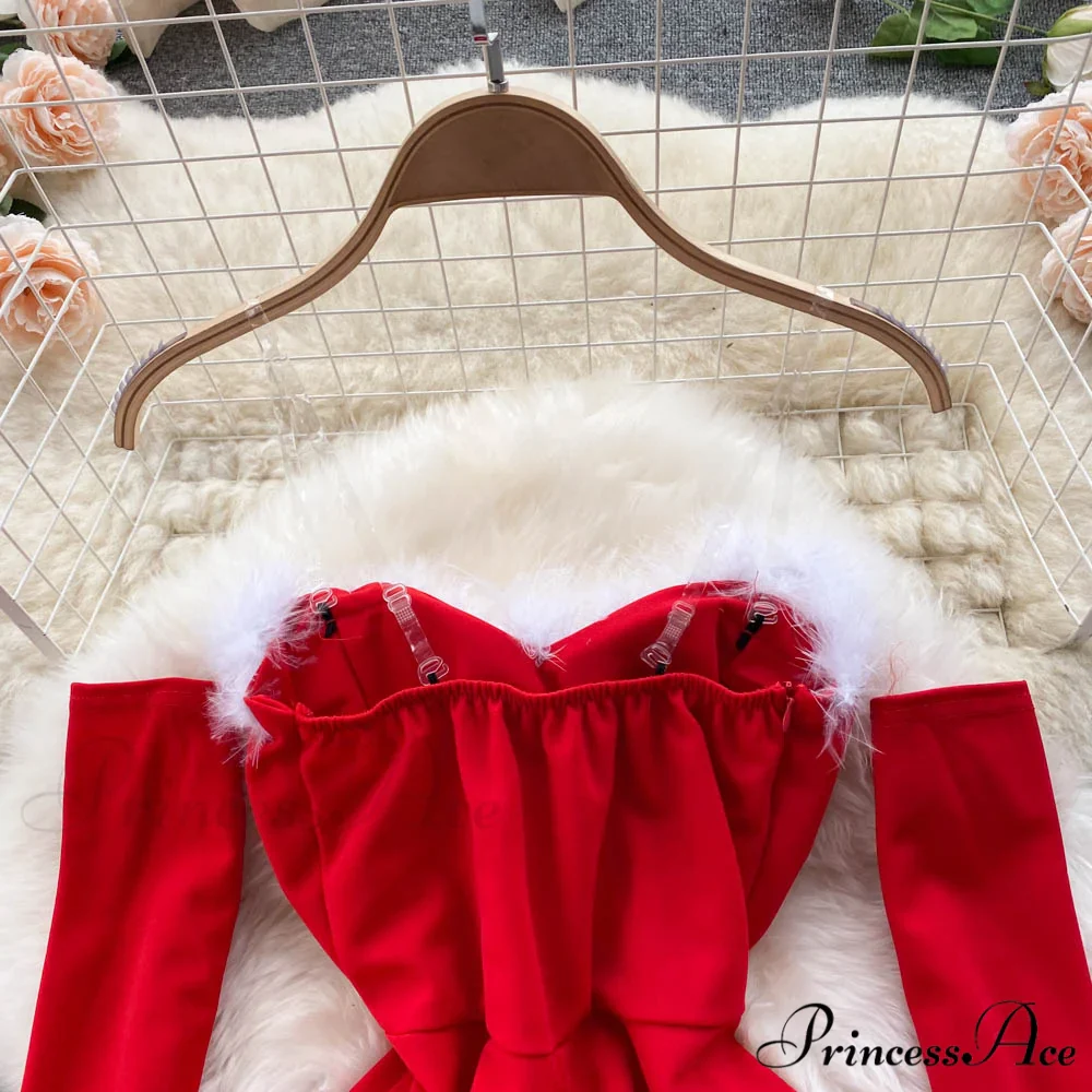 Gown Red for Backless Furry Strapless Elegant - Women Party New Year/Christmas/Femme - Image 19