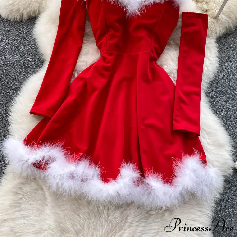 Gown Red for Backless Furry Strapless Elegant - Women Party New Year/Christmas/Femme - Image 7