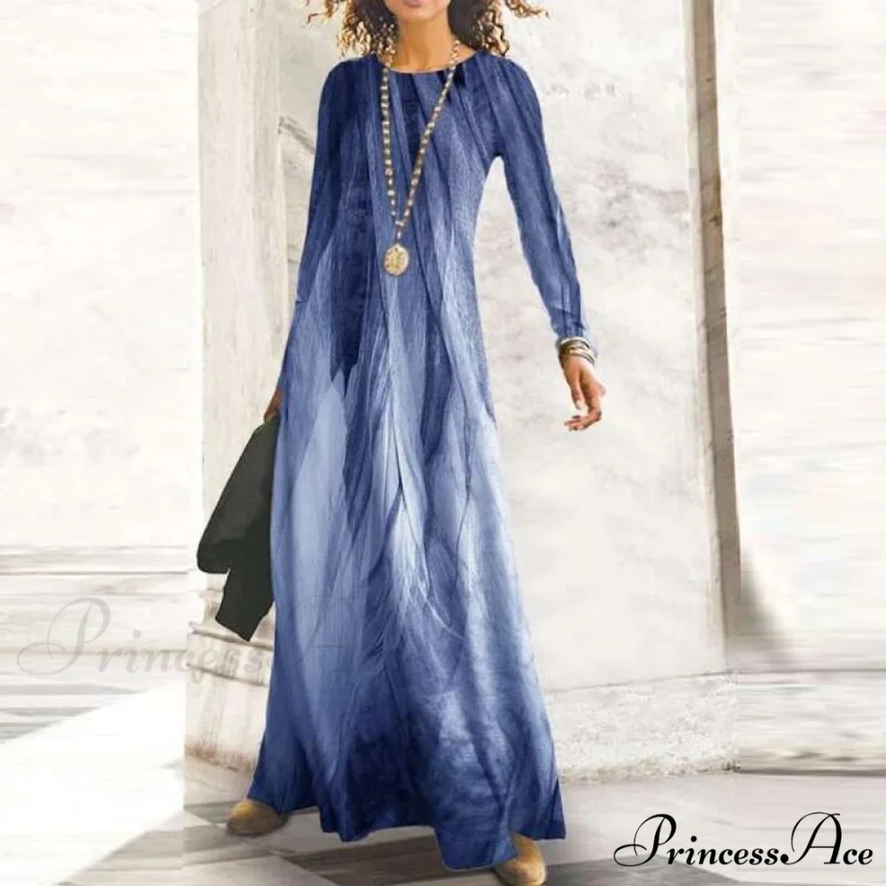 Full-Length Party Gown Long Gown Bohemian Neck Round Office Slim Lady Shiny Vintage Spring Dresses - Image 2