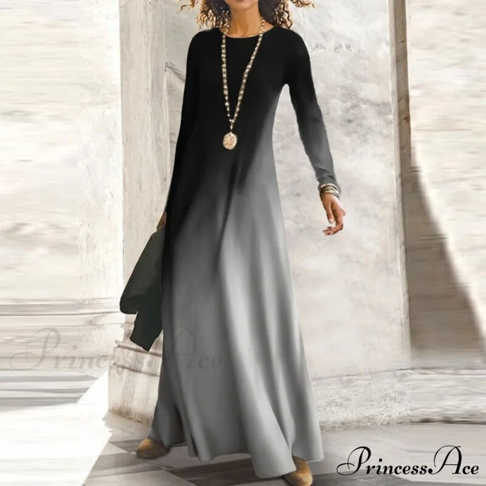 Full-Length Party Gown Long Gown Bohemian Neck Round Office Slim Lady Shiny Vintage Spring Dresses - Image 3