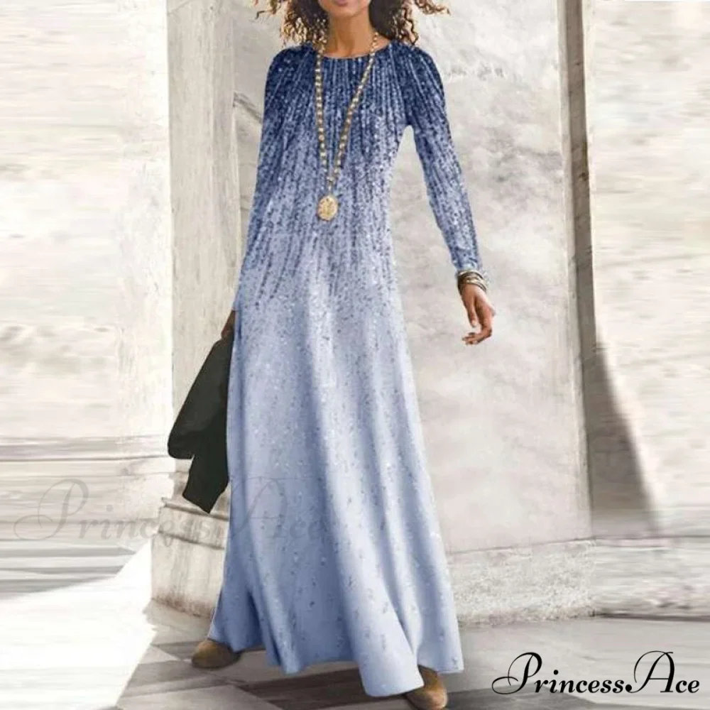 Full-Length Party Gown Long Gown Bohemian Neck Round Office Slim Lady Shiny Vintage Spring Dresses - Image 7