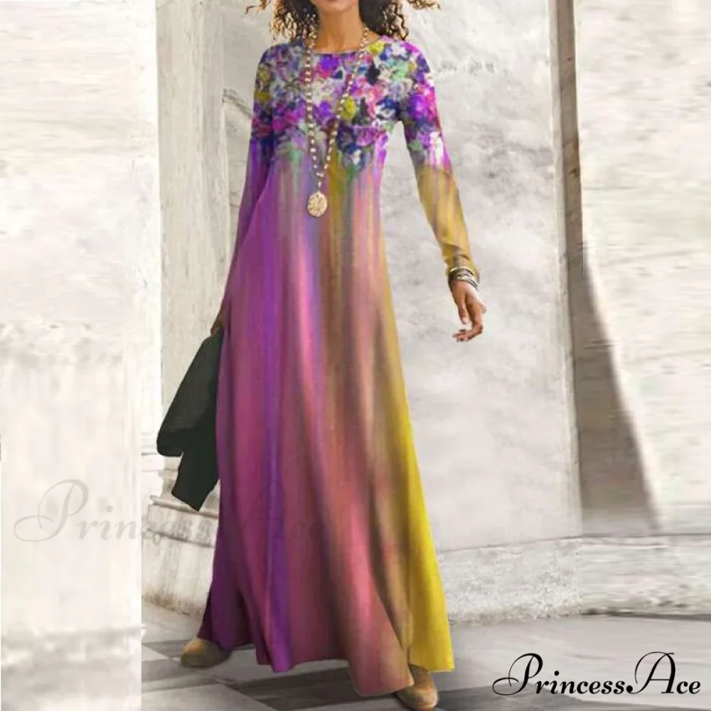 Full-Length Party Gown Long Gown Bohemian Neck Round Office Slim Lady Shiny Vintage Spring Dresses - Image 8