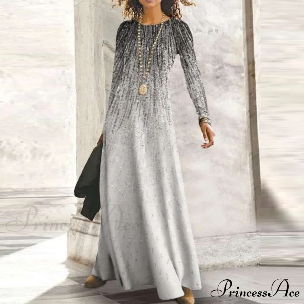 Full-Length Party Gown Long Gown Bohemian Neck Round Office Slim Lady Shiny Vintage Spring Dresses - Image 9