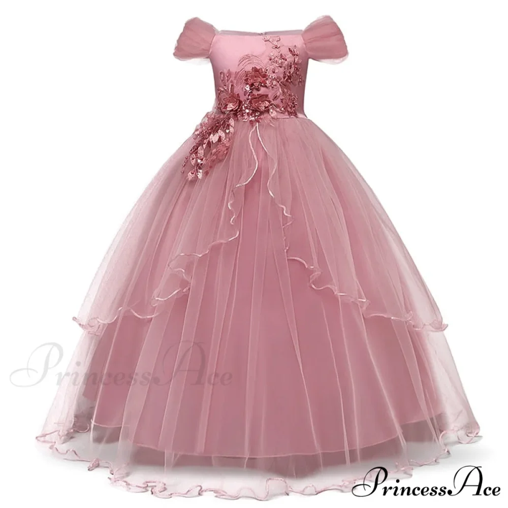 Embroidery Gown 6-14 Lace Wedding Flower Teen Party Girls Birthday Formal For Christmas Clothes Red Kids Dresses Gown Yrs - Image 14