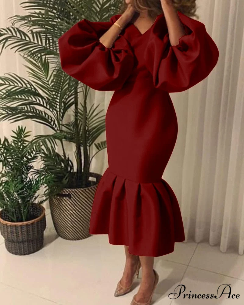 Autumn Spring Occasion Female V Neck Event BerryBetty Gown African Puff Sexy Bodycon Women Fashion Robes Sleeves Party Long Vestidos - Image 7
