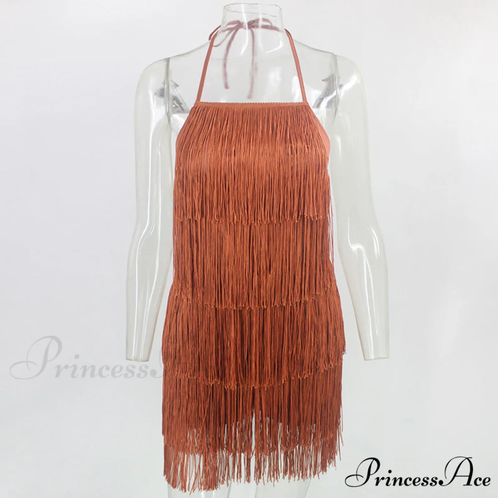 Party Fringe Bandage Halter Warm-Season Club Bodycon Tassel Gown Mini Casual 2024 Gown Backless Vestidos - Image 11