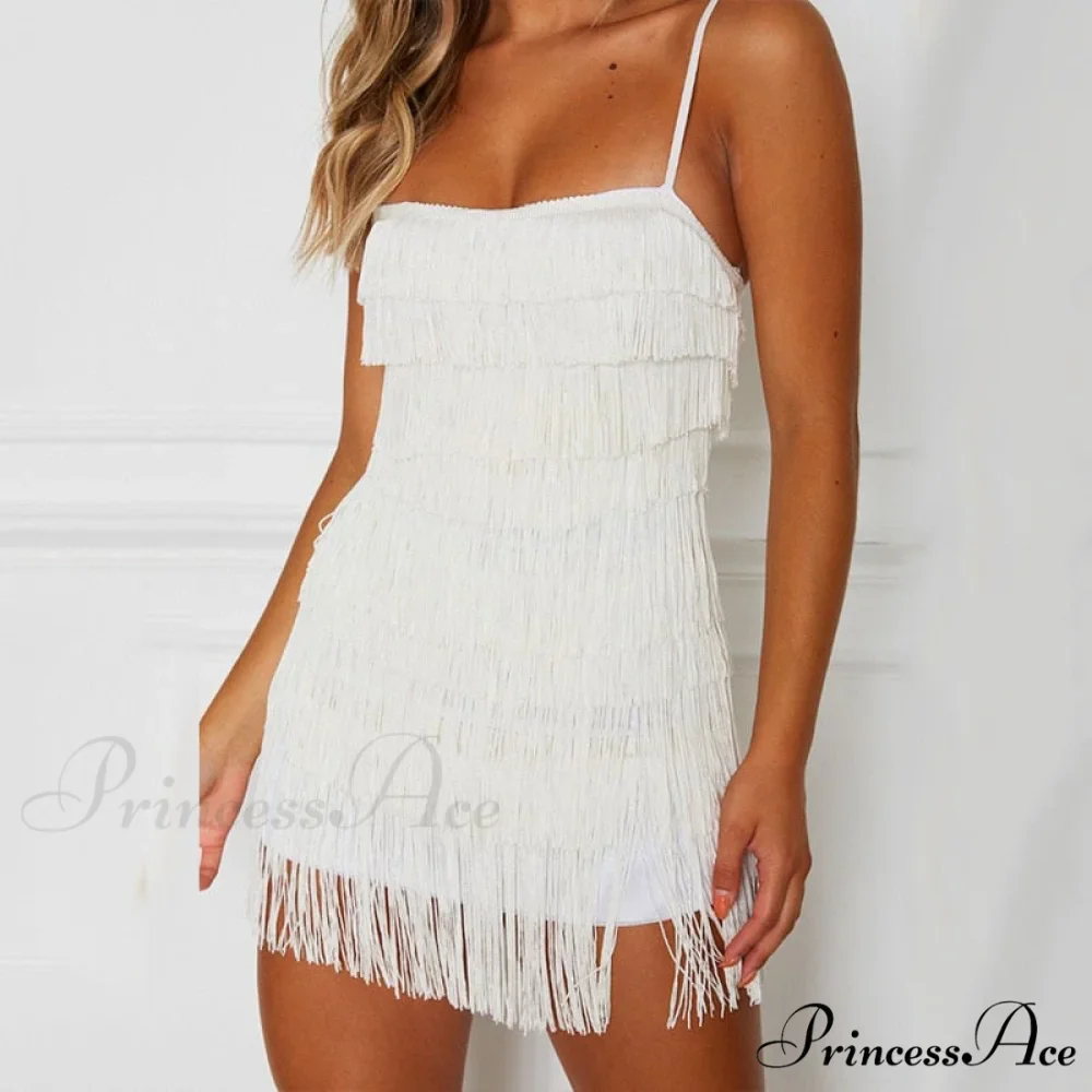 Party Fringe Bandage Halter Warm-Season Club Bodycon Tassel Gown Mini Casual 2024 Gown Backless Vestidos - Image 7