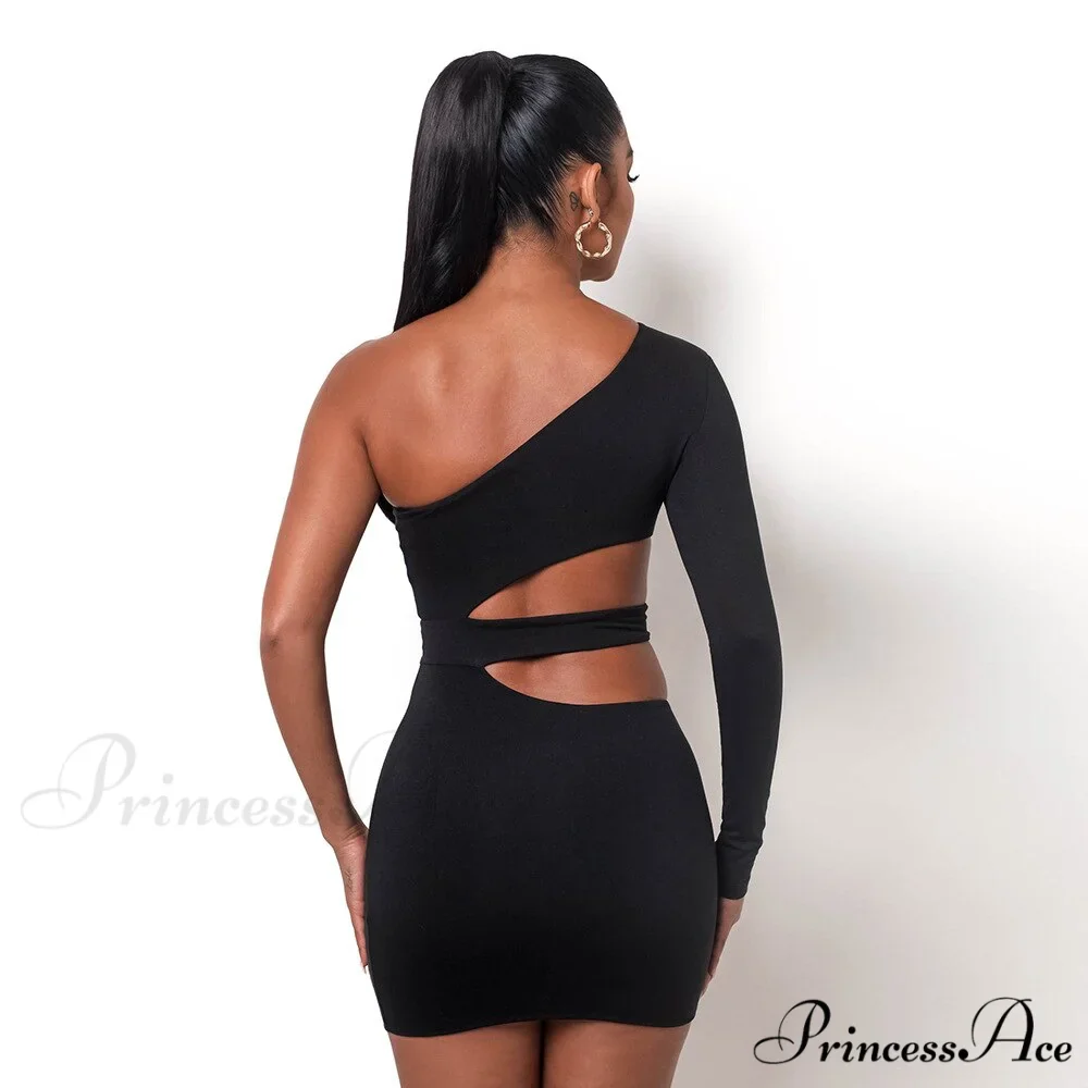 Autumn Bodycon - White Out Shoulder Evening Women Club Gown - Cut One Dress - Image 3
