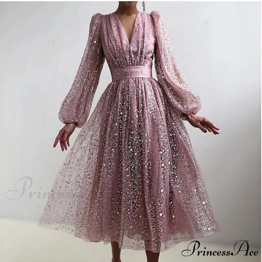 Hollow Office Warm-Season Gown Design Lady Gown V-Neck Women Party Full-Length Sexy Pattern Out Fashion Dress - Image 5