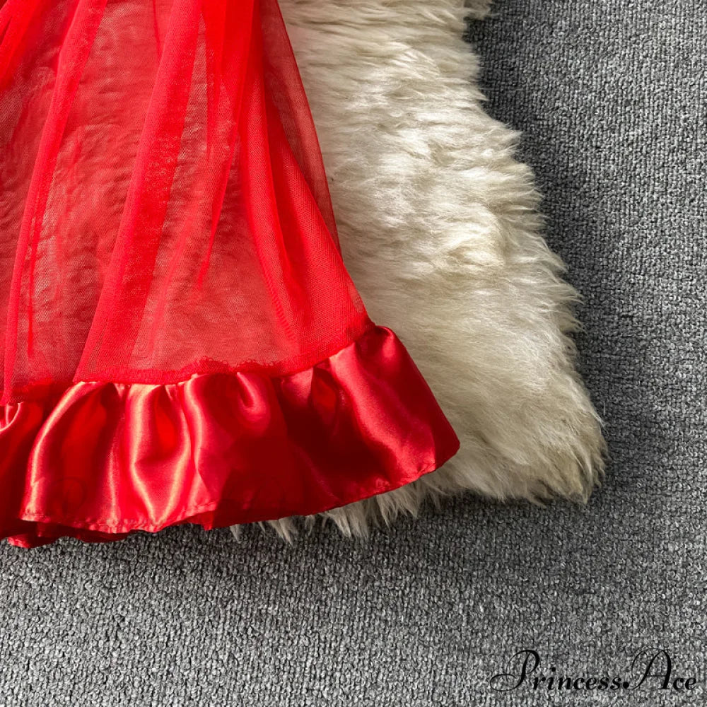 Women Sexy Female Dresses Patchwork Bodycon Strapless Gown Red Mesh Party Dinner Slim Strap Warm-Season Long Spaghetti Dress - Image 14