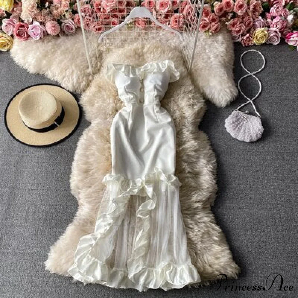 Women Sexy Female Dresses Patchwork Bodycon Strapless Gown Red Mesh Party Dinner Slim Strap Warm-Season Long Spaghetti Dress - Image 5