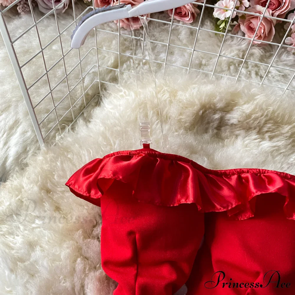 Women Sexy Female Dresses Patchwork Bodycon Strapless Gown Red Mesh Party Dinner Slim Strap Warm-Season Long Spaghetti Dress - Image 8