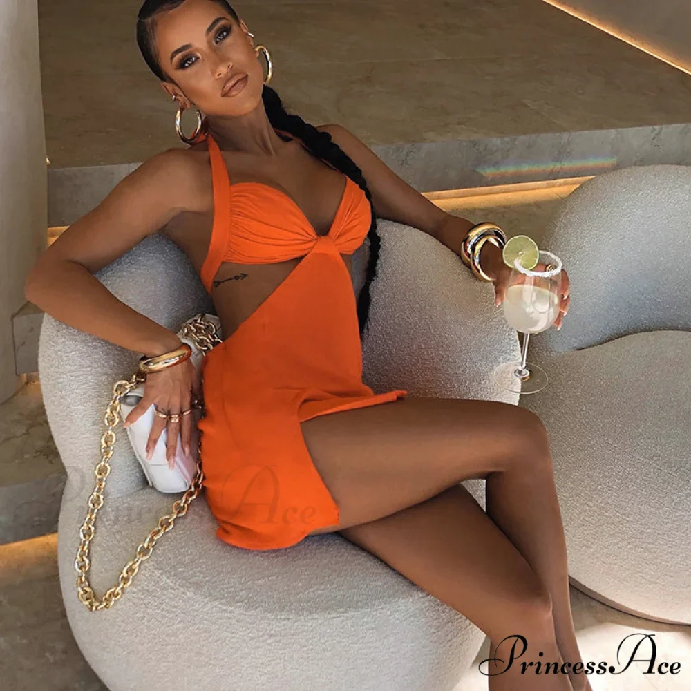 Halter Backless Bandage Women Slim Bodycon Hollow Out Warm-Season Mini Strapless Party Sexy Gown Dress - Image 24