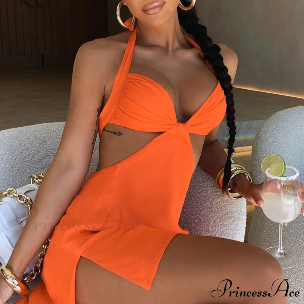 Halter Backless Bandage Women Slim Bodycon Hollow Out Warm-Season Mini Strapless Party Sexy Gown Dress - Image 29