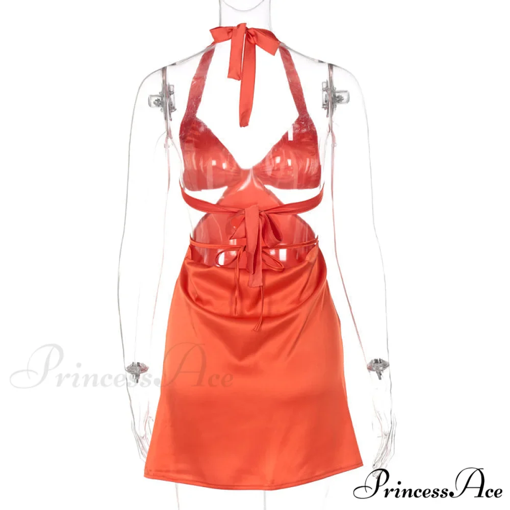 Halter Backless Bandage Women Slim Bodycon Hollow Out Warm-Season Mini Strapless Party Sexy Gown Dress - Image 32