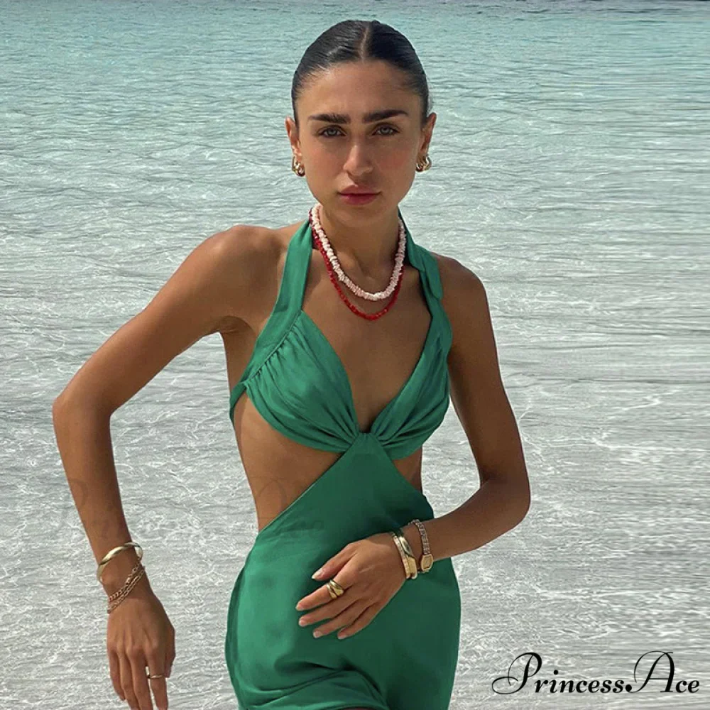 Halter Backless Bandage Women Slim Bodycon Hollow Out Warm-Season Mini Strapless Party Sexy Gown Dress - Image 49