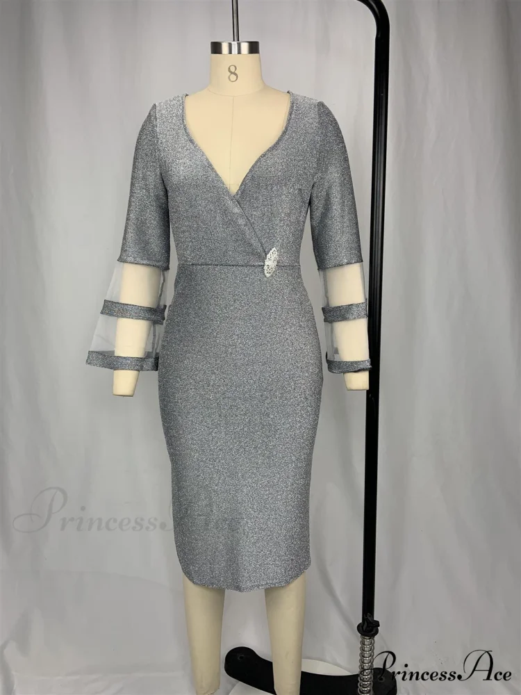 Autumn Women Party Silk Gown Elegant Mesh V - Size Arm Neck for Plus Club Evening Outfit Bright Wedding 8XL - Image 8