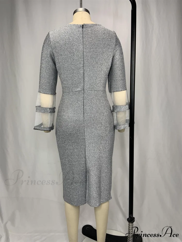 Autumn Women Party Silk Gown Elegant Mesh V - Size Arm Neck for Plus Club Evening Outfit Bright Wedding 8XL - Image 9