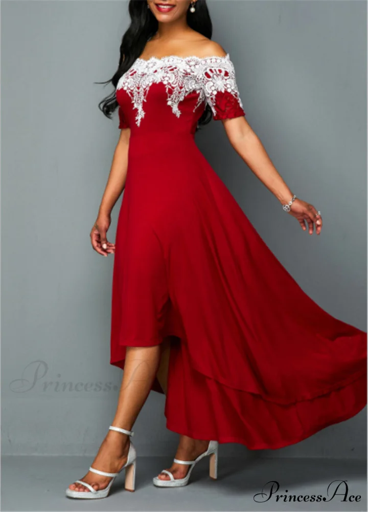 Sexy 5XL Lace One-Shoulder Elegant Gown Irregular Party - Backless Dress - Image 11