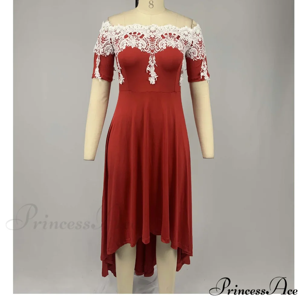 Sexy 5XL Lace One-Shoulder Elegant Gown Irregular Party - Backless Dress - Image 12