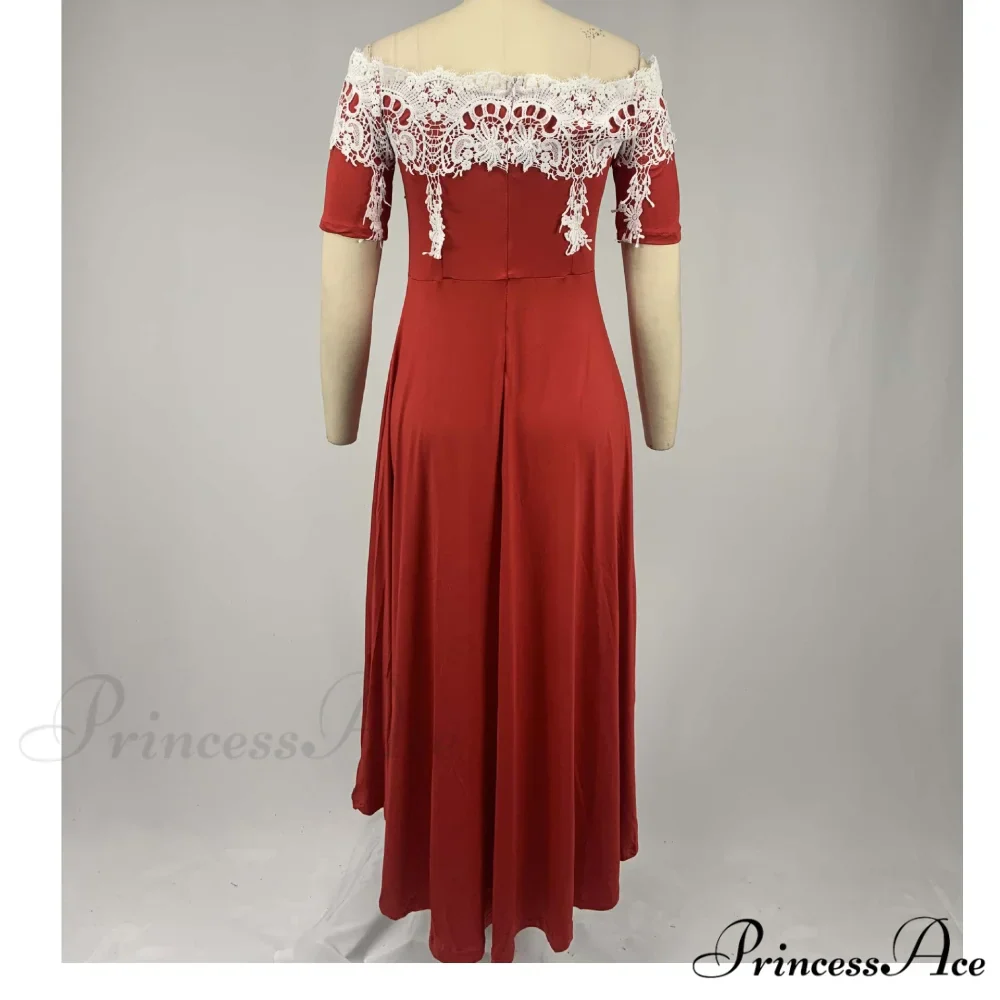 Sexy 5XL Lace One-Shoulder Elegant Gown Irregular Party - Backless Dress - Image 13