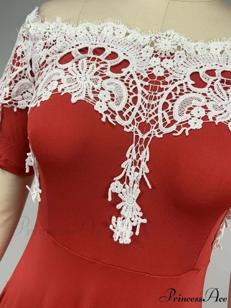 Sexy 5XL Lace One-Shoulder Elegant Gown Irregular Party - Backless Dress - Image 15