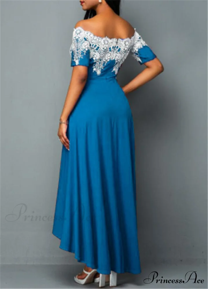 Sexy 5XL Lace One-Shoulder Elegant Gown Irregular Party - Backless Dress - Image 16
