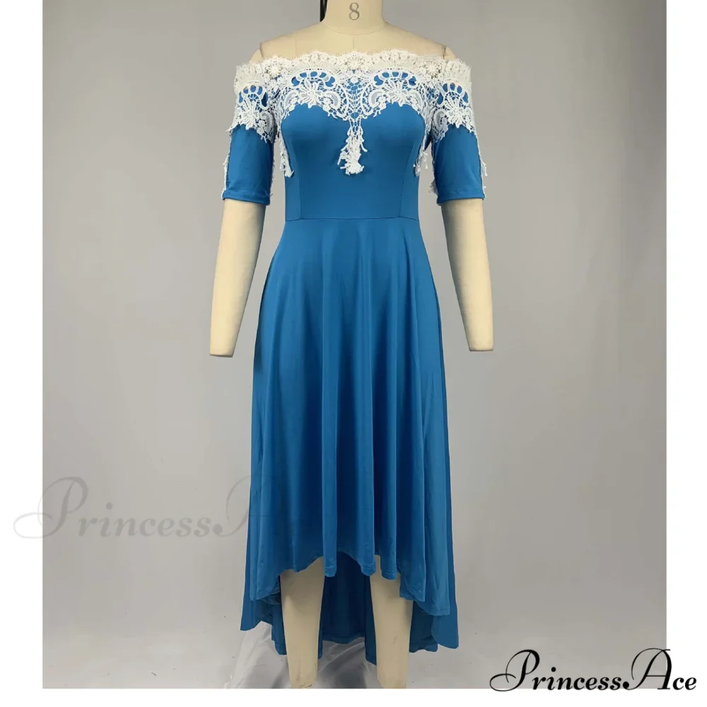 Sexy 5XL Lace One-Shoulder Elegant Gown Irregular Party - Backless Dress - Image 17