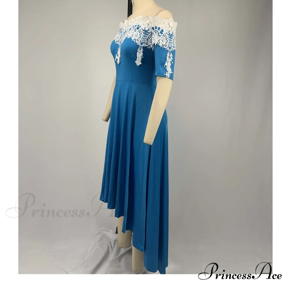 Sexy 5XL Lace One-Shoulder Elegant Gown Irregular Party - Backless Dress - Image 18