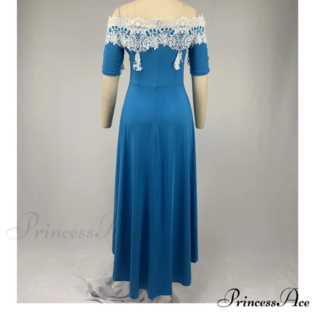 Sexy 5XL Lace One-Shoulder Elegant Gown Irregular Party - Backless Dress - Image 19