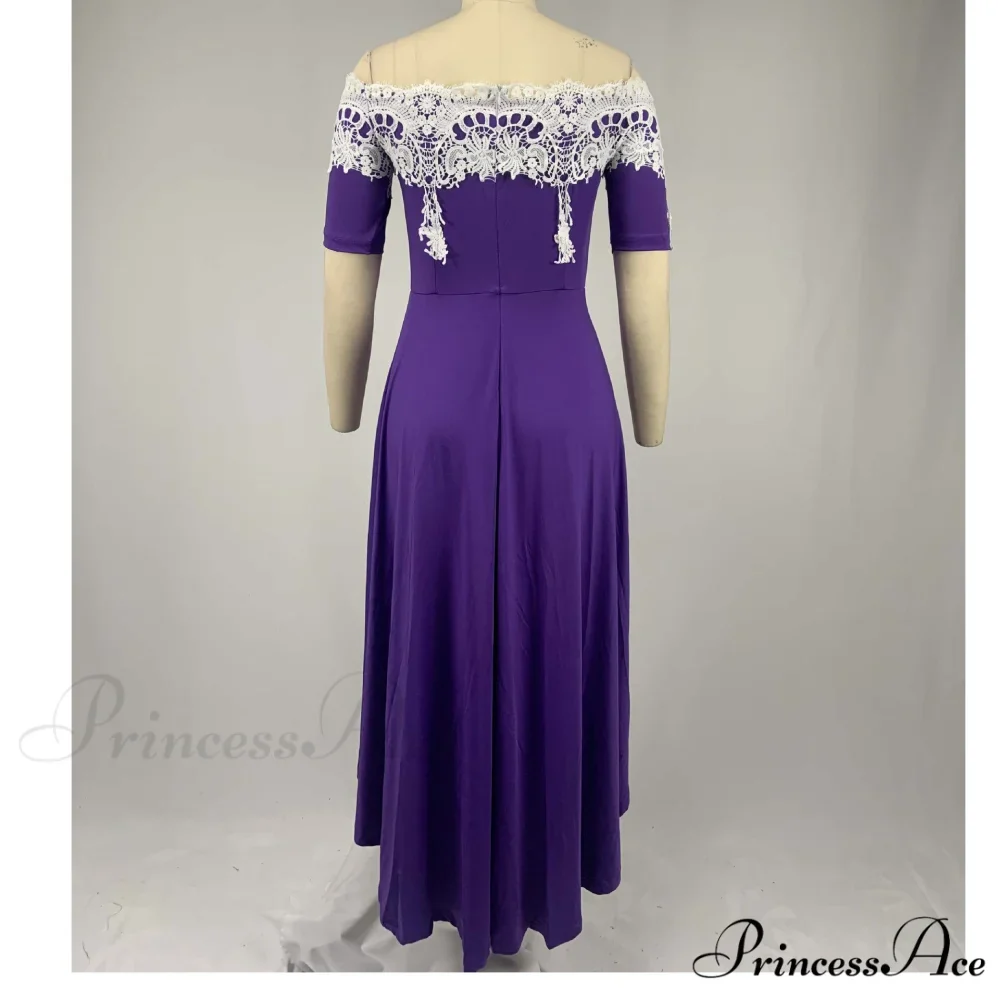 Sexy 5XL Lace One-Shoulder Elegant Gown Irregular Party - Backless Dress - Image 5