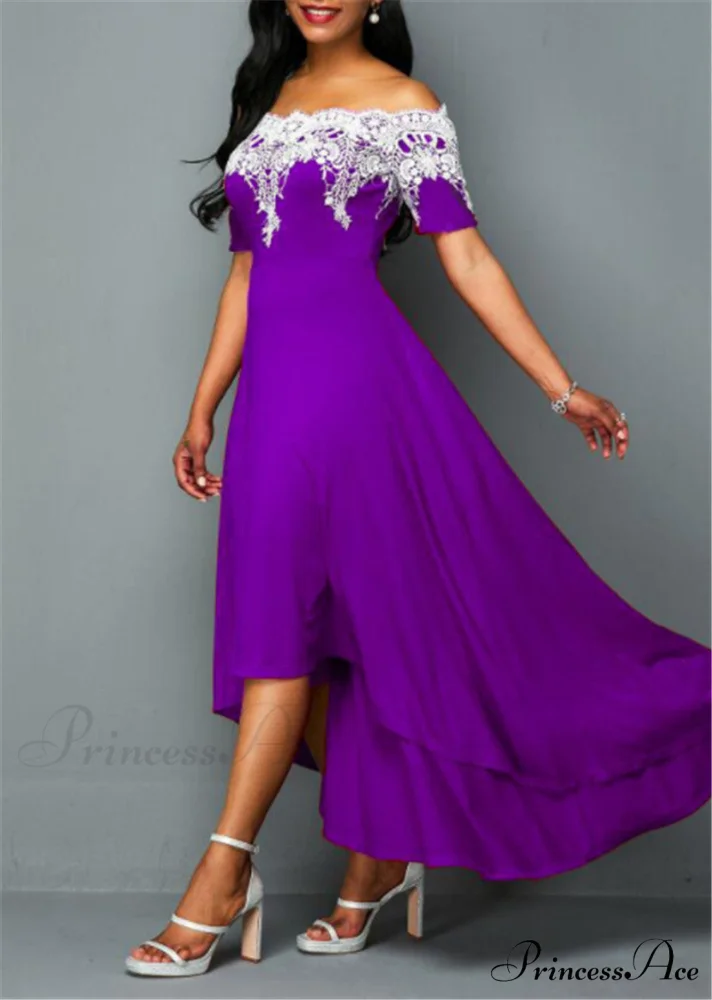 Sexy 5XL Lace One-Shoulder Elegant Gown Irregular Party - Backless Dress - Image 6