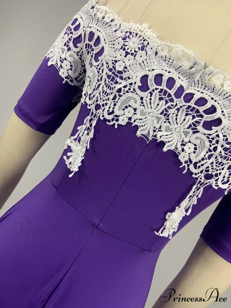 Sexy 5XL Lace One-Shoulder Elegant Gown Irregular Party - Backless Dress - Image 8