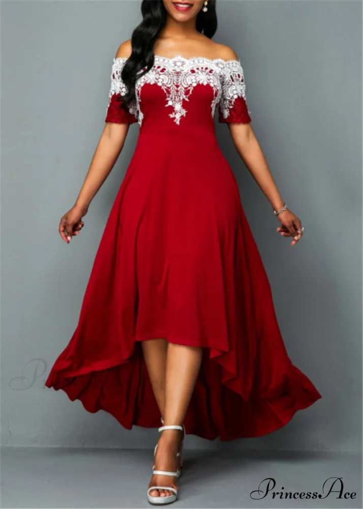 Sexy 5XL Lace One-Shoulder Elegant Gown Irregular Party - Backless Dress - Image 9