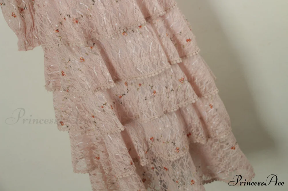 Gown Ruffle Embroidery Female Full-Length Full Elegant - Gown - - - Spring/Winter - Long Waist Pink Party Lace Arm High - - Woman - Image 15