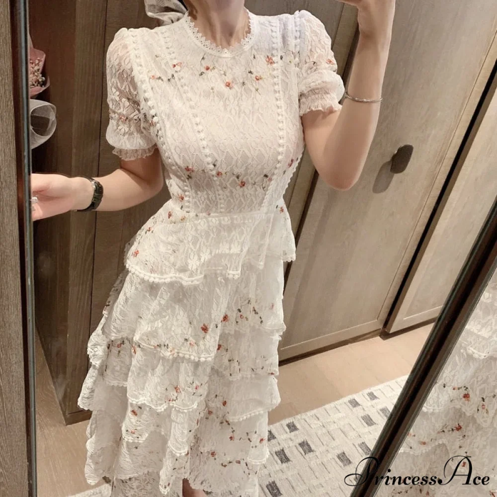 Gown Ruffle Embroidery Female Full-Length Full Elegant - Gown - - - Spring/Winter - Long Waist Pink Party Lace Arm High - - Woman - Image 3