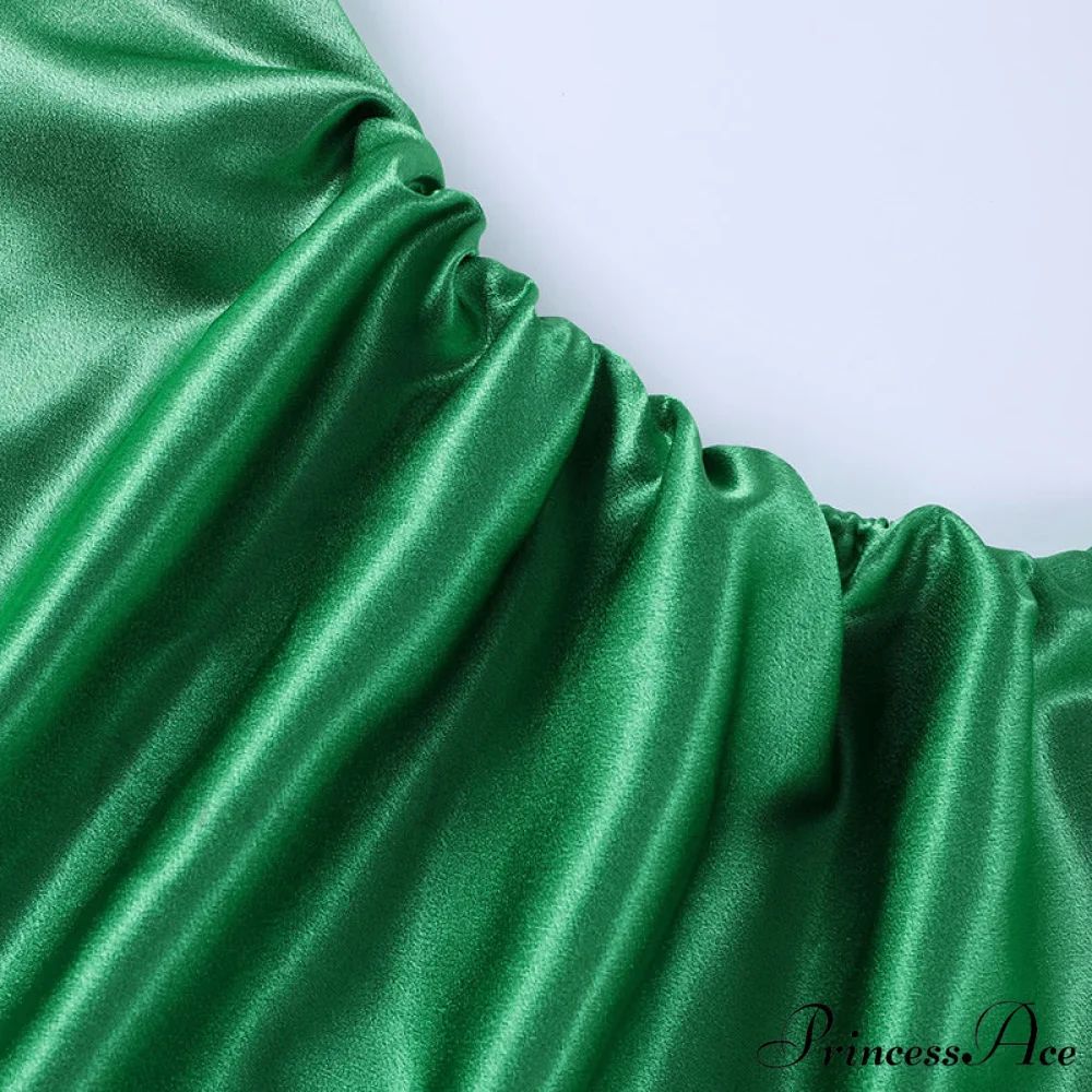 Evening Boxy Ruched Side Party Satin Solid Dresses Clubwear Gown Split Sleeveless Elegant Neckline Vestidos - Image 13