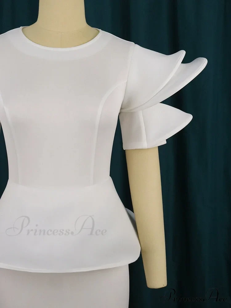 Brief Large with Ruffles Peplum - and Gown White Detail Party Sleeves Size - Image 5