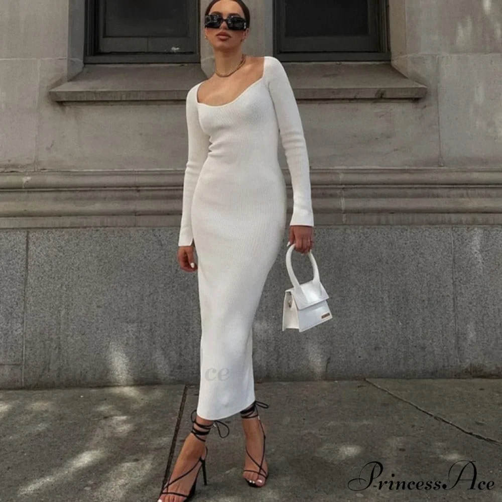 Knitted Sleeves Gown and Women Long Sweater Shoulder Off with Design - Image 10