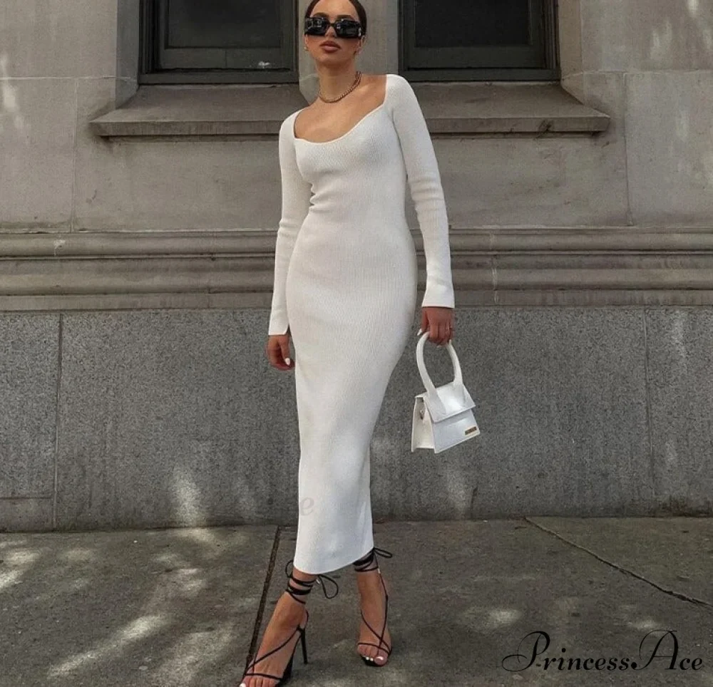 Knitted Sleeves Gown and Women Long Sweater Shoulder Off with Design - Image 3