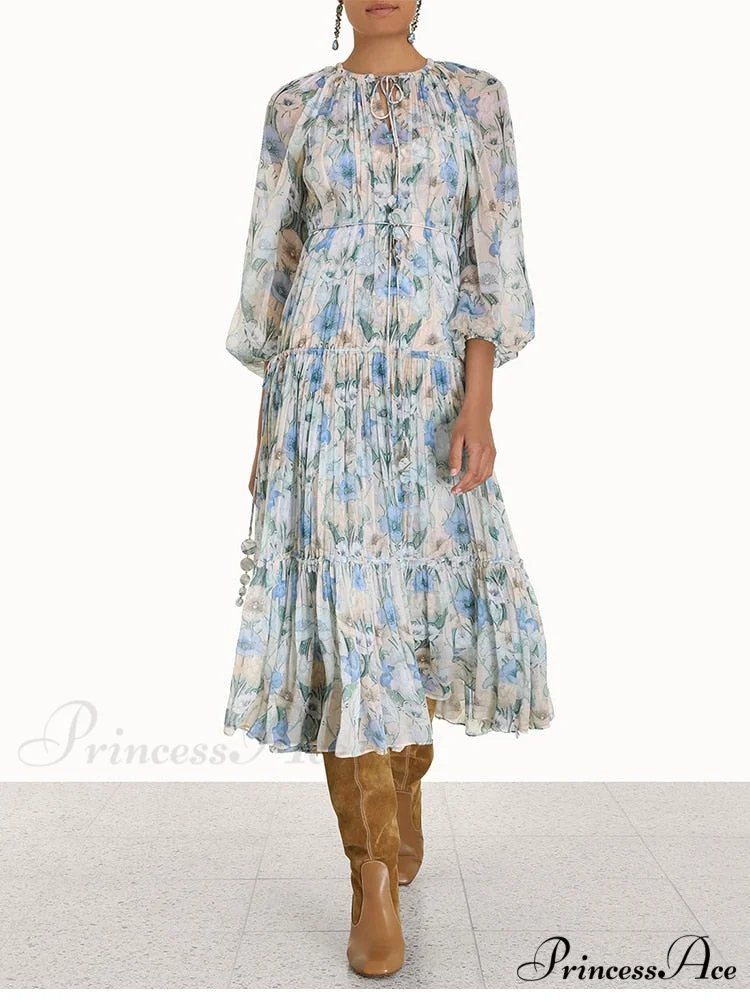 Breasted Arm Sexy Flower Long and Single with Embroidery Tulle Full-Length Warm-Season Party Gown Layer Lace Ruffle Robe - Image 10