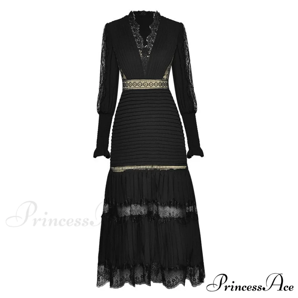 Breasted Arm Sexy Flower Long and Single with Embroidery Tulle Full-Length Warm-Season Party Gown Layer Lace Ruffle Robe - Image 2