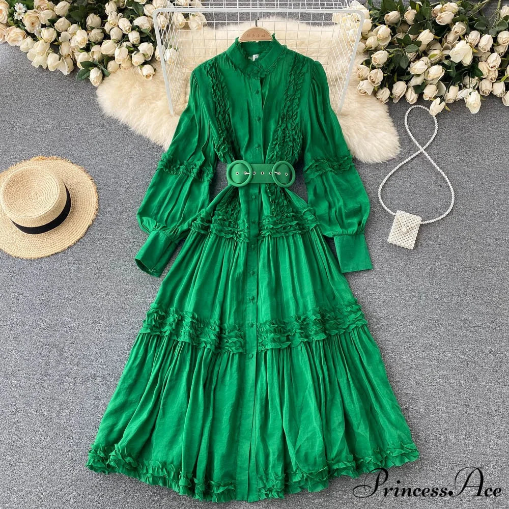 Breasted Arm Sexy Flower Long and Single with Embroidery Tulle Full-Length Warm-Season Party Gown Layer Lace Ruffle Robe - Image 3